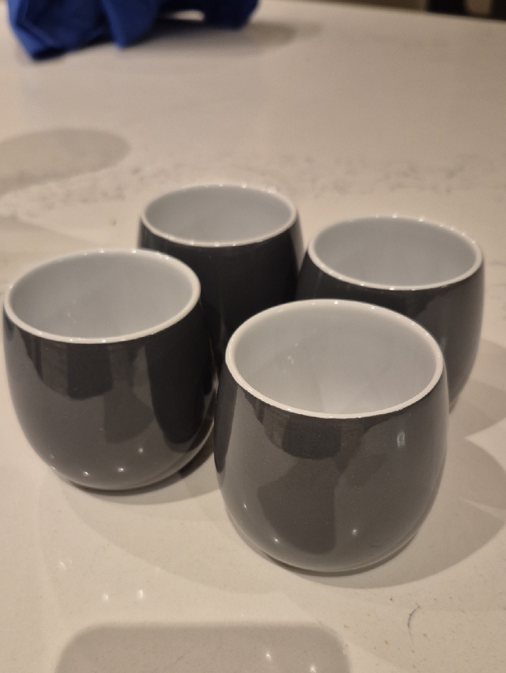 David's Tea Set of 4 Glossy Gray Ceramic Cups